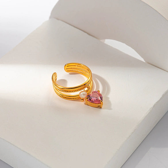 Wholesale Stainless Steel Heart Shaped Personality Devil's Eye Opening Ring Jewelry With Electroplating