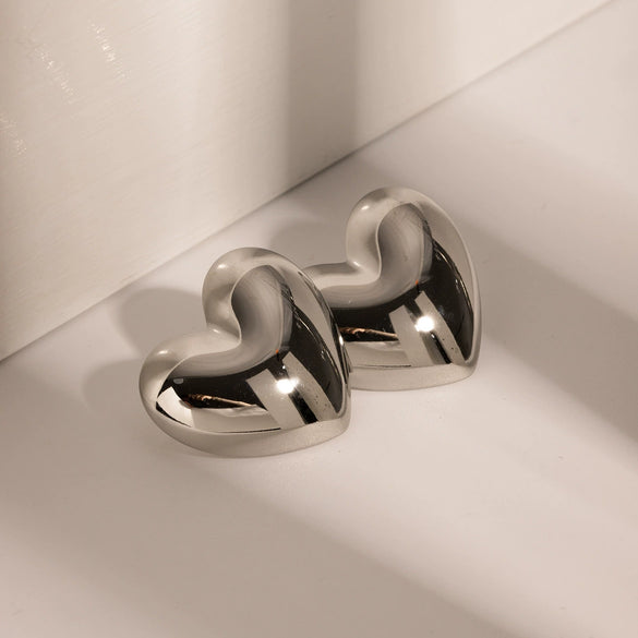 Wholesale Stainless Steel Heart Shaped Polished Earrings For Women