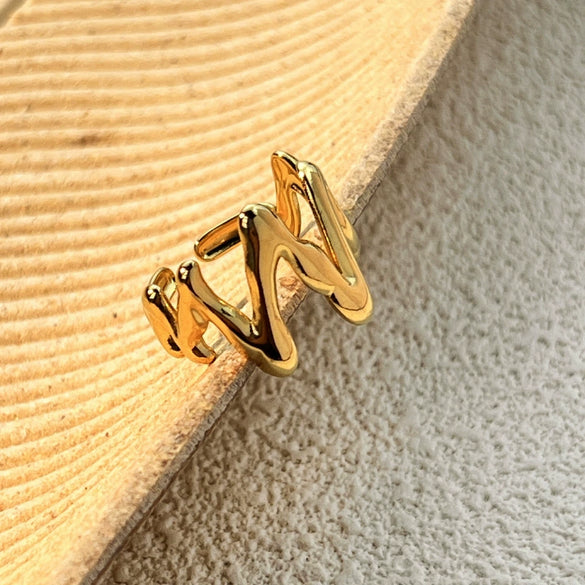 Wholesale Stainless Steel Heart Shaped Ring Electroplated Natural Hip Hop Style For Women