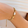 Wholesale Stainless Steel Heart Shellshaped Geometric Threelayer Chain Bracelet With White Zircon Electroplating For Women