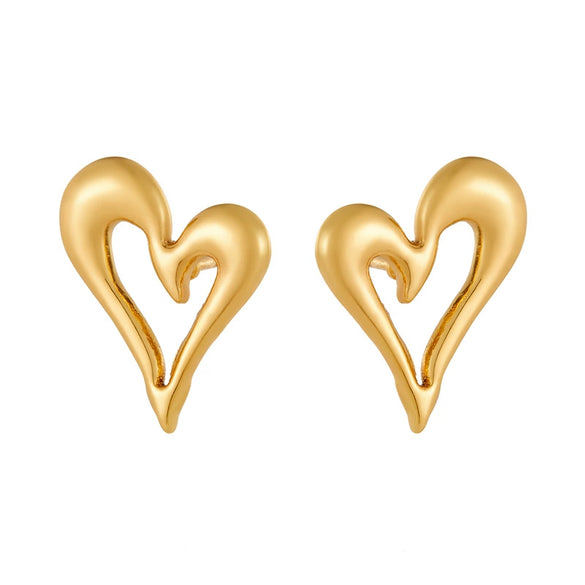 Wholesale Stainless Steel Heartshaped Asymmetric Hollow Love Fashion Ol Style Electroplated Women's Earrings