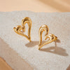 Wholesale Stainless Steel Heartshaped Asymmetric Hollow Love Fashion Ol Style Electroplated Women's Earrings