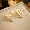 Wholesale Stainless Steel Heartshaped Asymmetric Hollow Love Fashion Ol Style Electroplated Women's Earrings