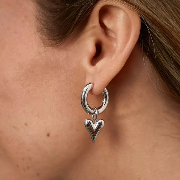 Wholesale Stainless Steel Heartshaped Detachable Eardrop Earrings For Women Retro Fashion Electroplated