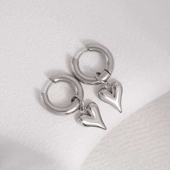 Wholesale Stainless Steel Heartshaped Detachable Eardrop Earrings For Women Retro Fashion Electroplated