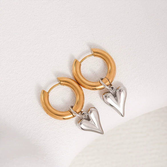 Wholesale Stainless Steel Heartshaped Detachable Eardrop Earrings For Women Retro Fashion Electroplated
