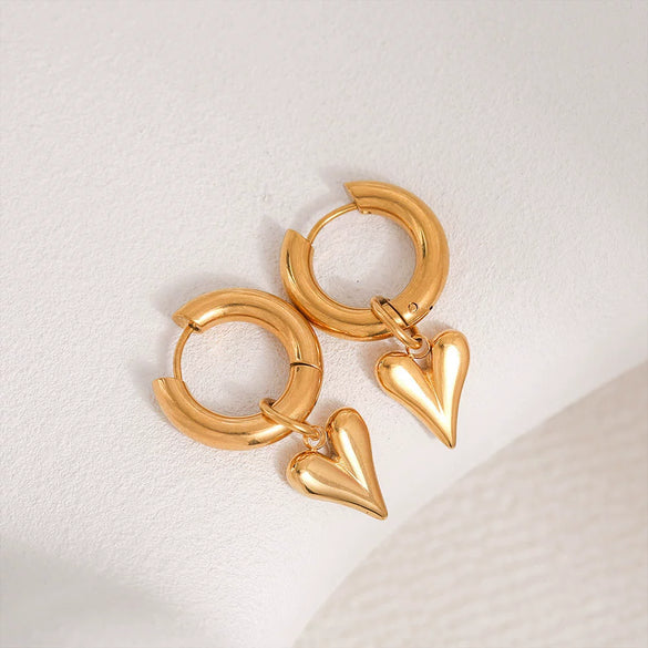 Wholesale Stainless Steel Heartshaped Detachable Eardrop Earrings For Women Retro Fashion Electroplated