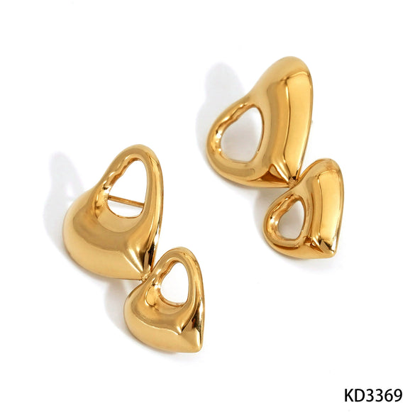 Wholesale Stainless Steel Heartshaped Electroplated Earrings With Geometric Design For Women