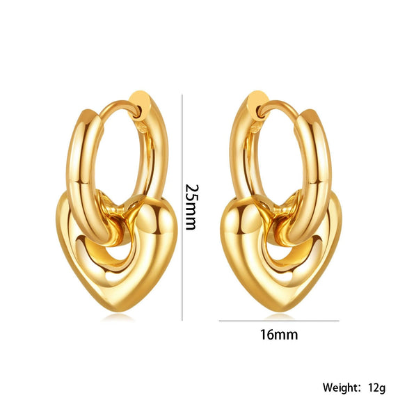 Wholesale Stainless Steel Heartshaped Electroplated Love Earrings For Women Sweet Exquisite Fashion Design