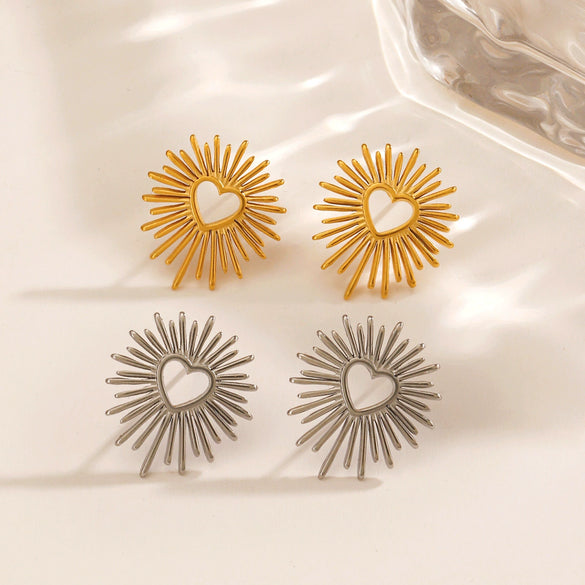 Wholesale Stainless Steel Heartshaped Electroplated Love Earrings For Women