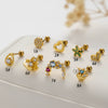 Wholesale Stainless Steel Heartshaped Fashion Electroplated Double Head Screw Ear Nail For Women