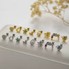 Wholesale Stainless Steel Heartshaped Fashion Electroplated Double Head Screw Ear Nail For Women