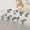 Wholesale Stainless Steel Heartshaped Fashion Electroplated Double Head Screw Ear Nail For Women