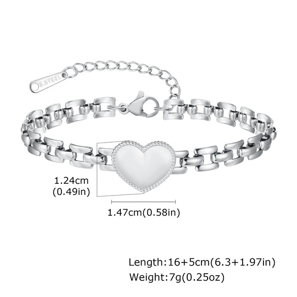 Wholesale Stainless Steel Heartshaped Fashion Women's Bracelet With Gold Electroplated Strap Chain