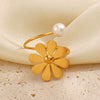 Wholesale Stainless Steel Heartshaped Flower Ring With Electroplating For Women