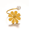 Wholesale Stainless Steel Heartshaped Flower Ring With Electroplating For Women