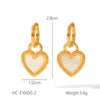 Wholesale Stainless Steel Heartshaped Geometric Pendant Earrings For Women With 18K Gold Plating
