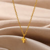 Wholesale Stainless Steel Heartshaped Geometric Pendant Necklace With Electroplating Treatment And Snake Bone Chain