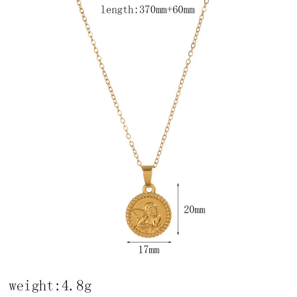 Wholesale Stainless Steel Heartshaped Geometric Texture Pendant Necklace With Electroplating For Women