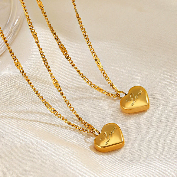 Wholesale Stainless Steel Heartshaped 18K Goldplated Love Necklace In Ins Style