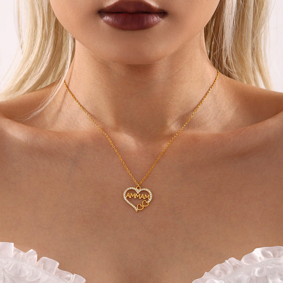 Wholesale Stainless Steel Heartshaped Letter Clavicle Necklace With Electroplating Treatment Light Luxury Style
