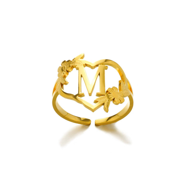 Wholesale Stainless Steel Heartshaped Letter Ring Electroplated For Women