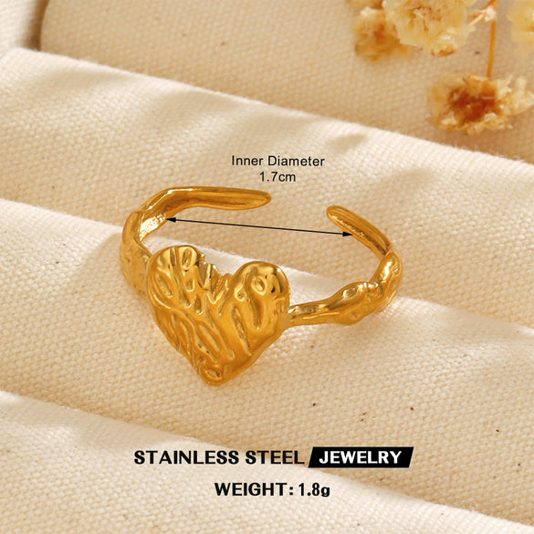 Wholesale Stainless Steel Heartshaped Love Ring Electroplated For Women