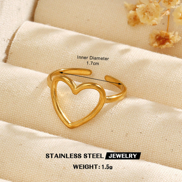 Wholesale Stainless Steel Heartshaped Love Ring Electroplated For Women