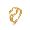 Wholesale Stainless Steel Heartshaped Love Ring Electroplated Retro Simple Hollow Style