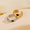 Wholesale Stainless Steel Heartshaped Love Ring Gold Plated For Women With Black And White Oil Dropping Pattern