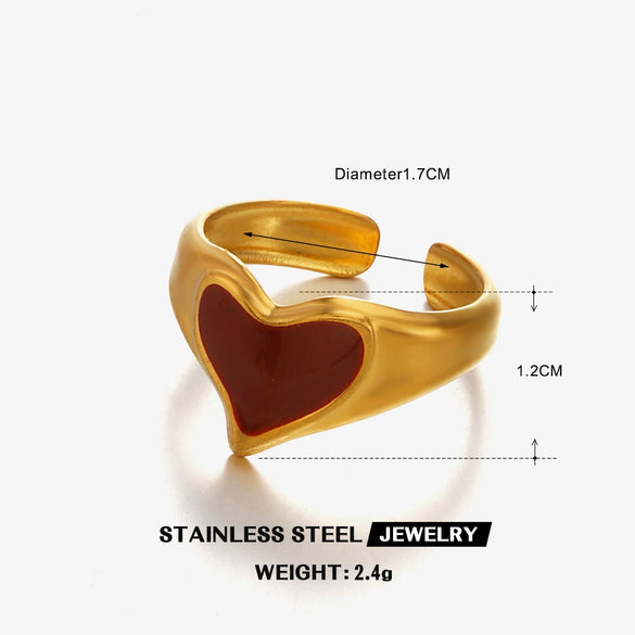 Wholesale Stainless Steel Heartshaped Love Ring Retro 18K Gold Plated For Ladies