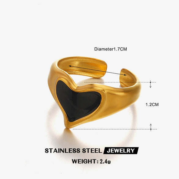 Wholesale Stainless Steel Heartshaped Love Ring Retro 18K Gold Plated For Ladies
