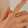 Wholesale Stainless Steel Heartshaped Love Ring With Electroplating Adjustable Popular Ins Style