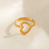Wholesale Stainless Steel Heartshaped Love Ring With Electroplating Adjustable Popular Ins Style