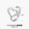Wholesale Stainless Steel Heartshaped Love Ring With Electroplating Adjustable Popular Ins Style