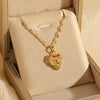 Wholesale Stainless Steel Heartshaped Necklace With Mixed Gemstone Setting And Electroplating For Women