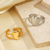 Wholesale Stainless Steel Heartshaped Open Ring For Women 18K Goldplated