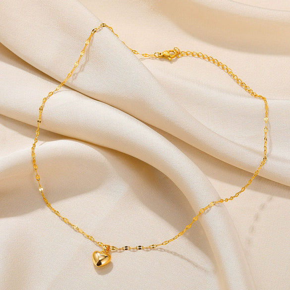 Wholesale Stainless Steel Heartshaped Pendant Necklace Plated With Gold