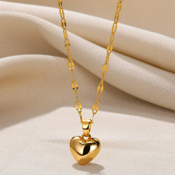 Wholesale Stainless Steel Heartshaped Pendant Necklace Plated With Gold