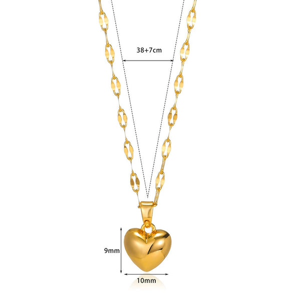 Wholesale Stainless Steel Heartshaped Pendant Necklace Plated With Gold