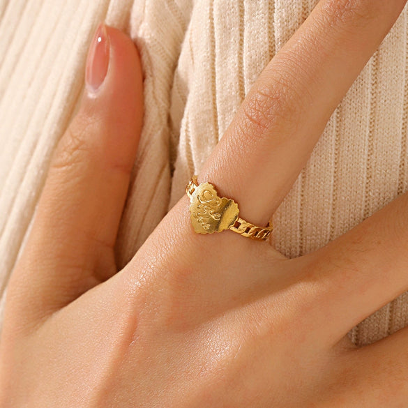 Wholesale Stainless Steel Heartshaped Ring Electroplated For Ladies