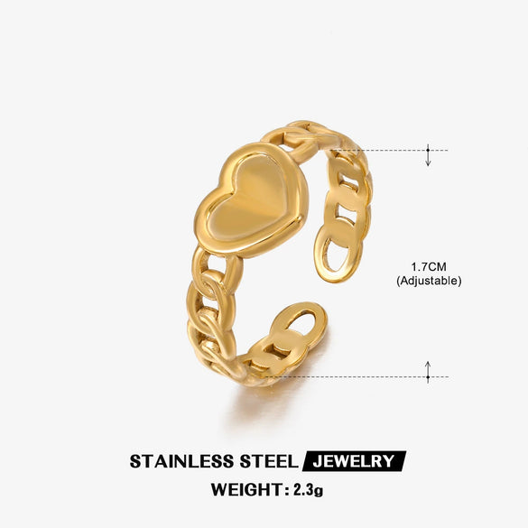 Wholesale Stainless Steel Heartshaped Ring For Women With Electroplating And Niche Design