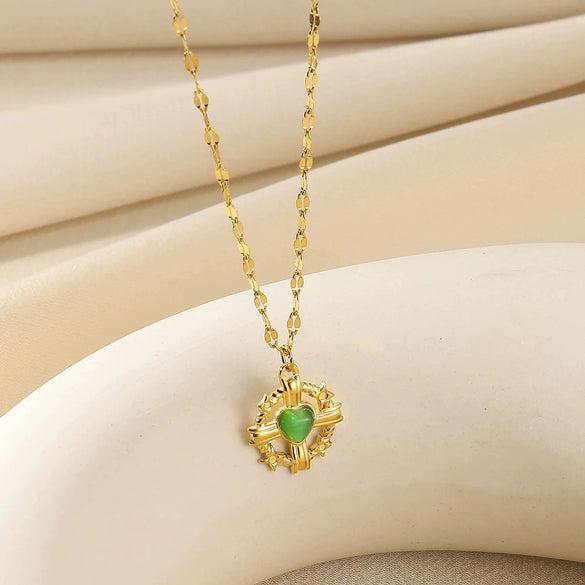 Wholesale Stainless Steel Heartshaped Zircon Pendant Necklace With Electroplating For Women Light Luxury Style