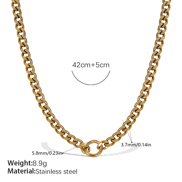Wholesale 316L Stainless Steel Hiphop Style Geometric Necklace For Women Goldplated Electroplating