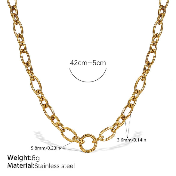 Wholesale 316L Stainless Steel Hiphop Style Geometric Necklace For Women Goldplated Electroplating