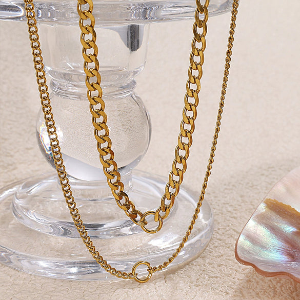 Wholesale 316L Stainless Steel Hiphop Style Geometric Necklace For Women Goldplated Electroplating