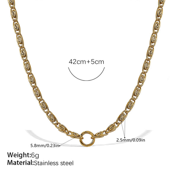 Wholesale 316L Stainless Steel Hiphop Style Geometric Necklace For Women Goldplated Electroplating