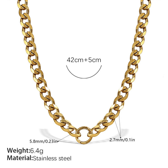 Wholesale 316L Stainless Steel Hiphop Style Geometric Necklace For Women Goldplated Electroplating