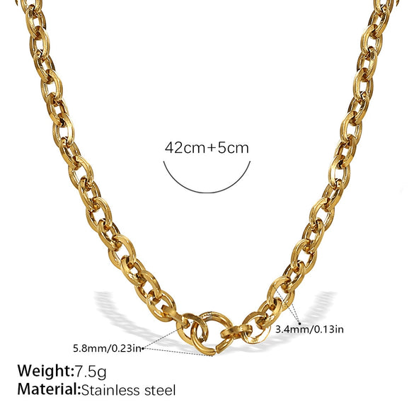 Wholesale 316L Stainless Steel Hiphop Style Geometric Necklace For Women Goldplated Electroplating