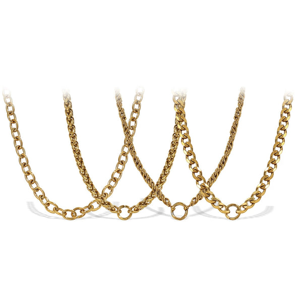 Wholesale 316L Stainless Steel Hiphop Style Geometric Necklace For Women Goldplated Electroplating